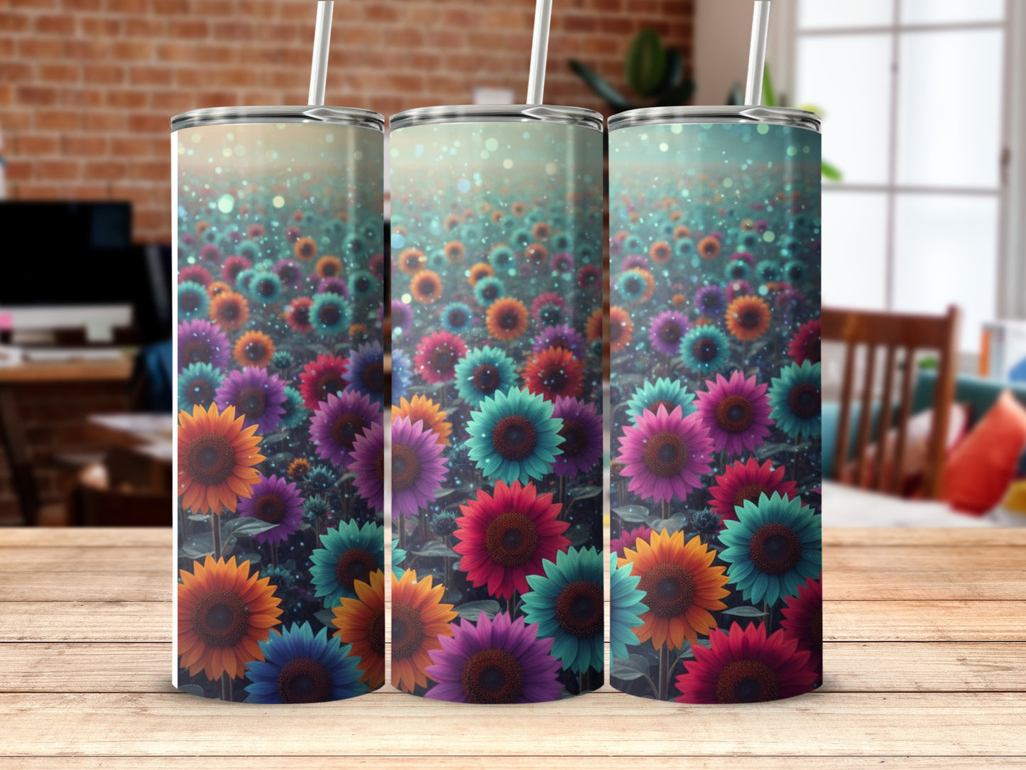 Vibrant Sunflower Valley Stainless Steel Tumbler