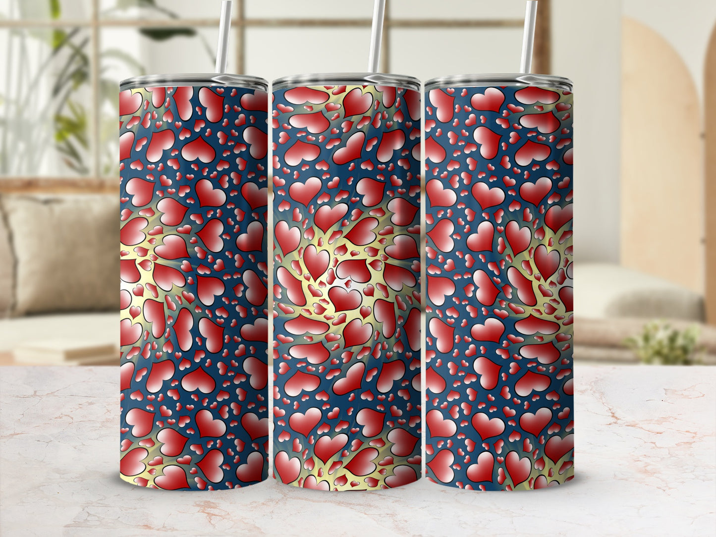 Colorful Heart Pattern Tumbler for Any Occasion