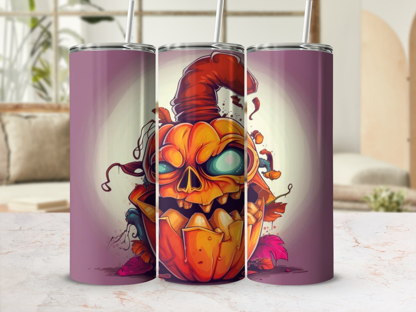 Creepy Pumpkin Halloween Themed Tumbler product