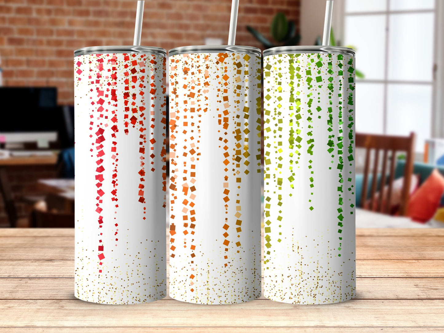 Gradient Colorful Pixel Pattern Tumbler Product