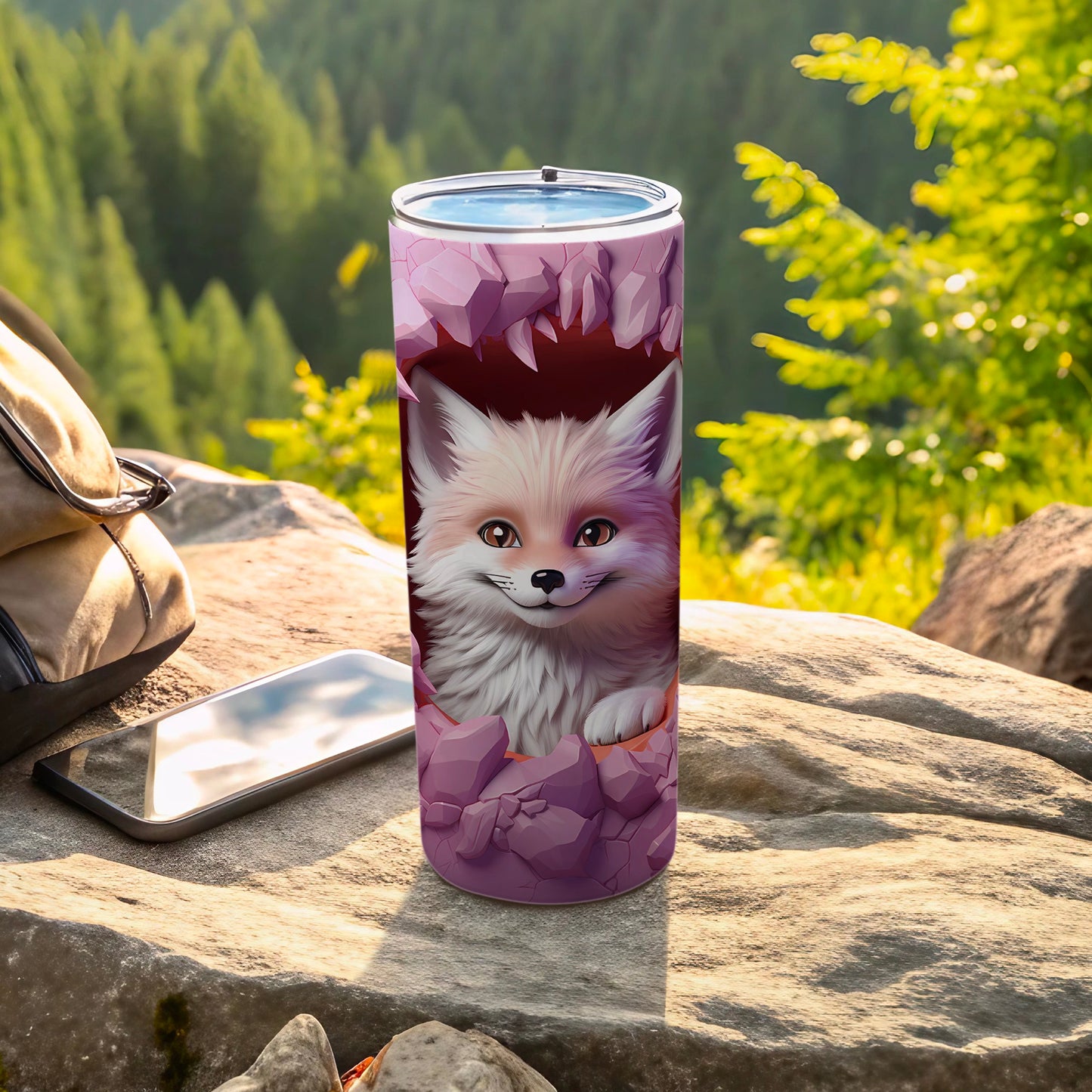 Cute White Fox Design Outdoor Adventure Tumbler