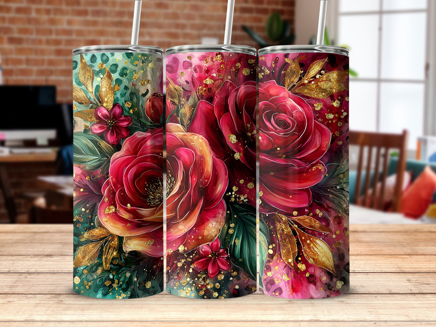 Beautiful Vibrant Floral Design Insulated Tumblr