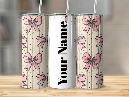 Personalized Pink Bow Pattern Customized Tumbler