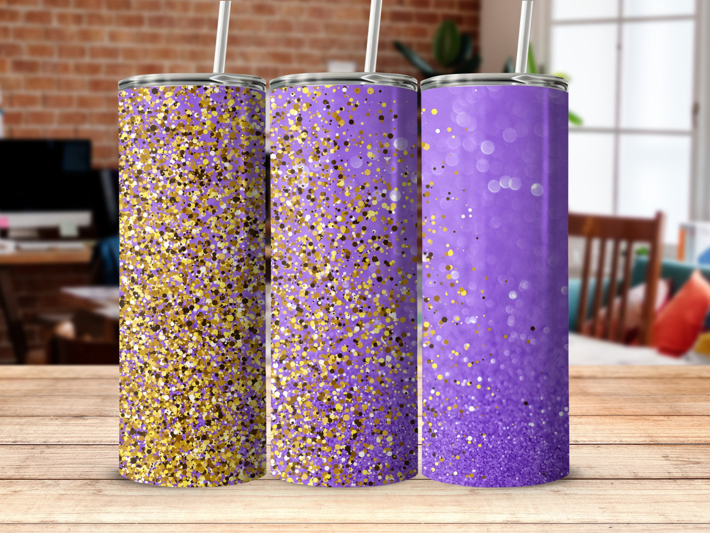 Glittery Purple and Gold Sparkle Tumblers product