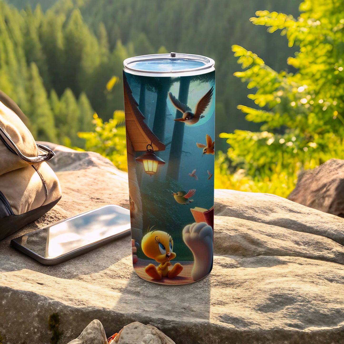 Cute Tweety and Birds Design Tumbler for Outdoors