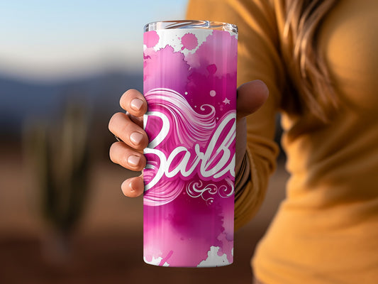 Barbie Word Art Ink Splatter with Stars Design Tumblers