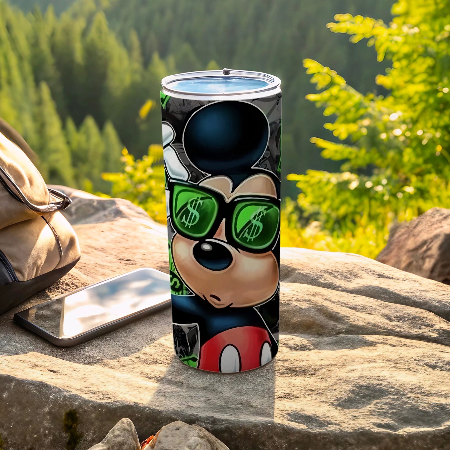 Cool Mouse Character with Dollar Glasses Tumbler