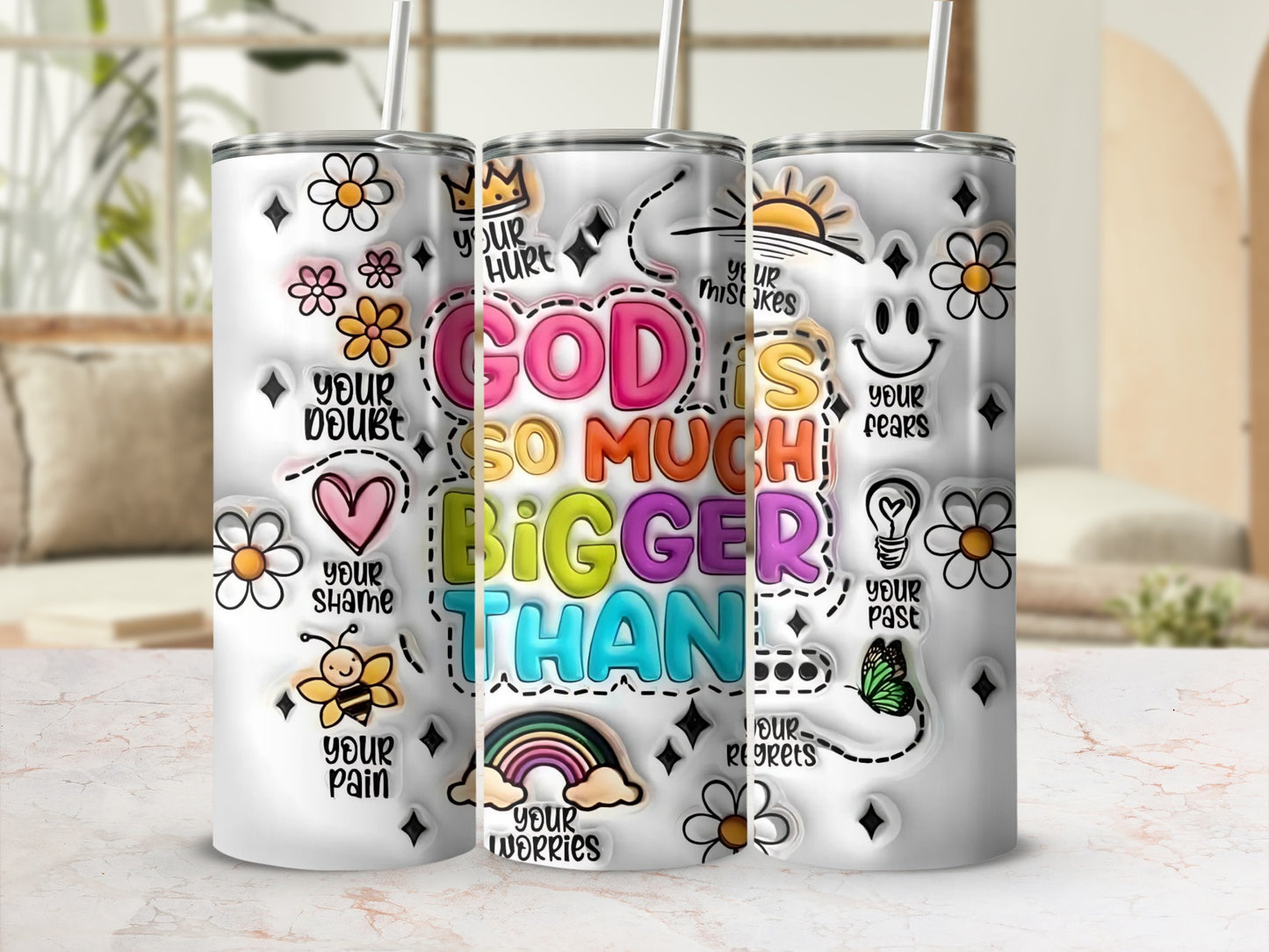 God is So Much Bigger Inspirational Graphic Tumbler