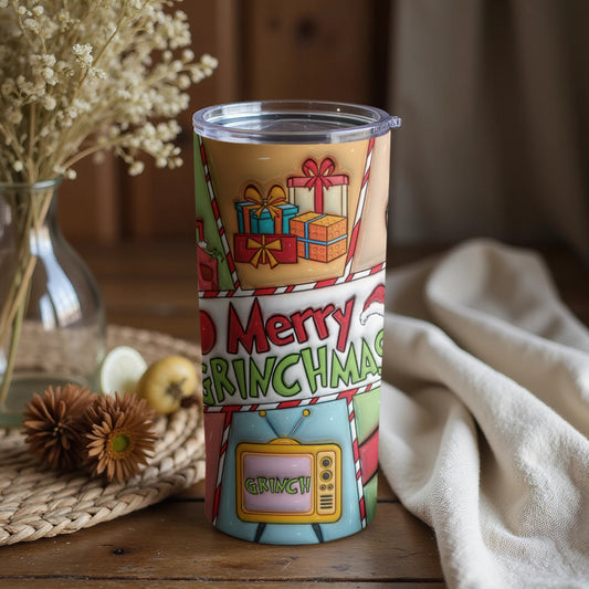 Merry Grinchmas with Gifts and TV Tumbler Product