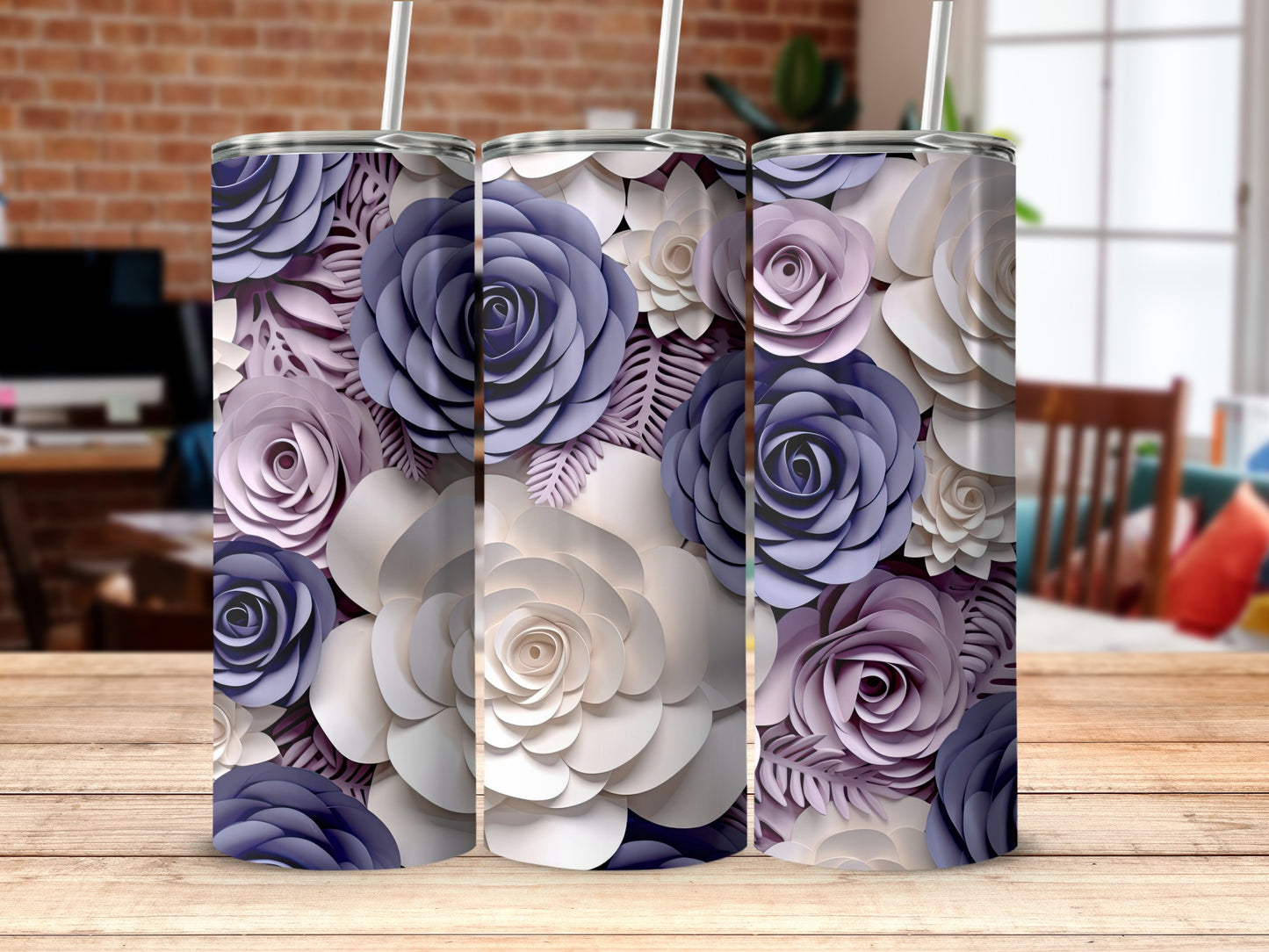 Beautiful Purple and White Floral Tall Tumbler
