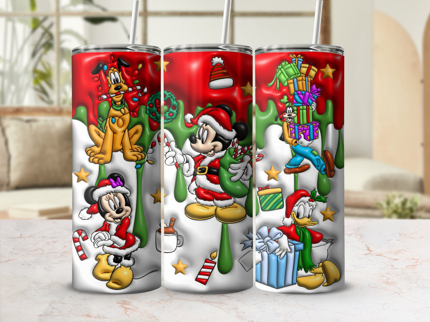Christmas Cartoon Character Themed Travel Tumbler