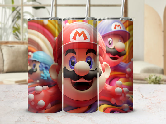 Colorful Character Design Travel Tumbler with Straw