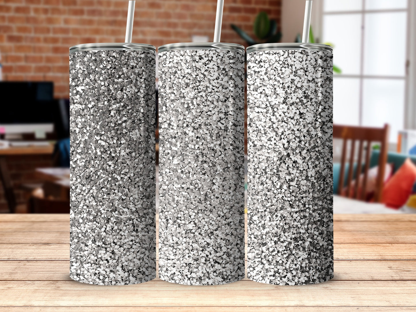 Sparkling Silver Glitter Tumbler for a Stylish Drink
