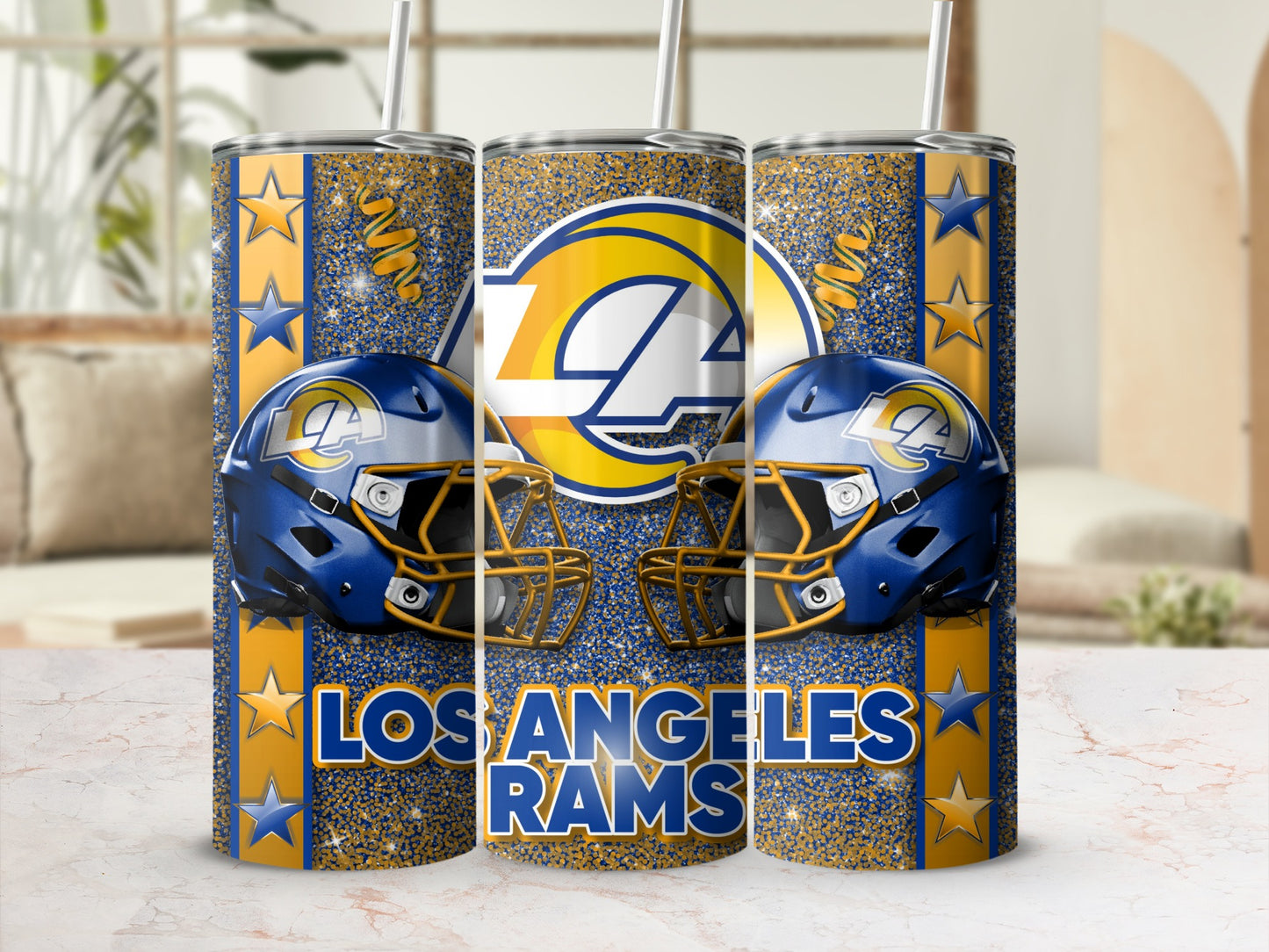 Los Angeles Rams Helmets Sparkle and Shine Design Tumblers