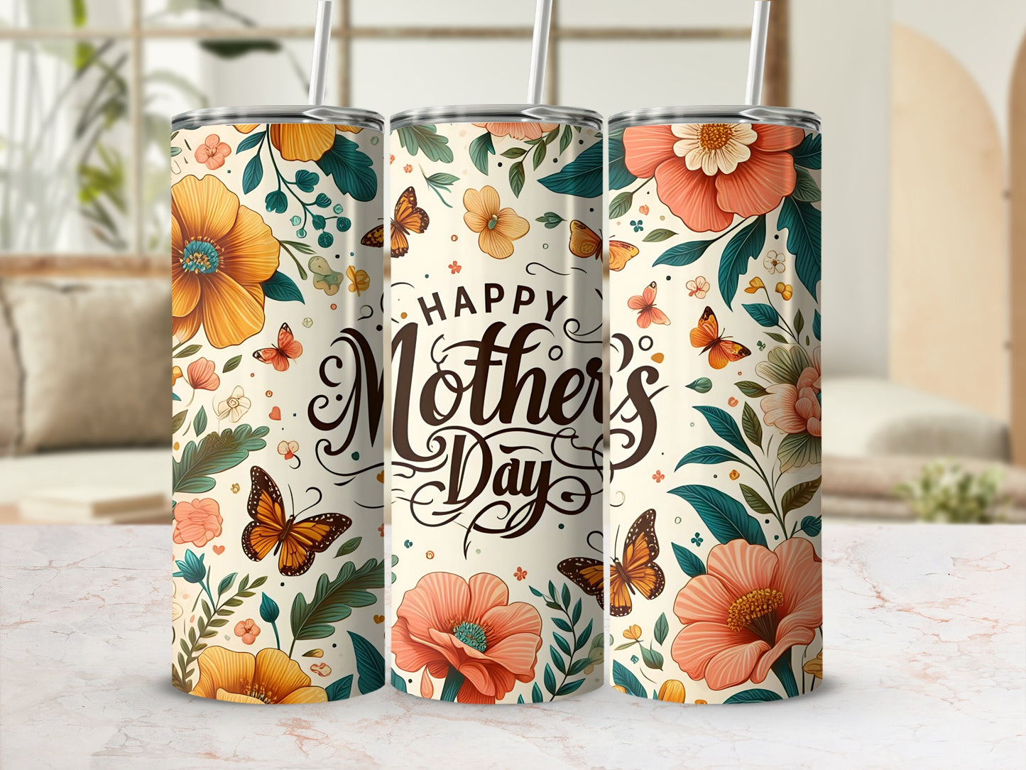 Happy Mother's Day Floral Design Tumbler