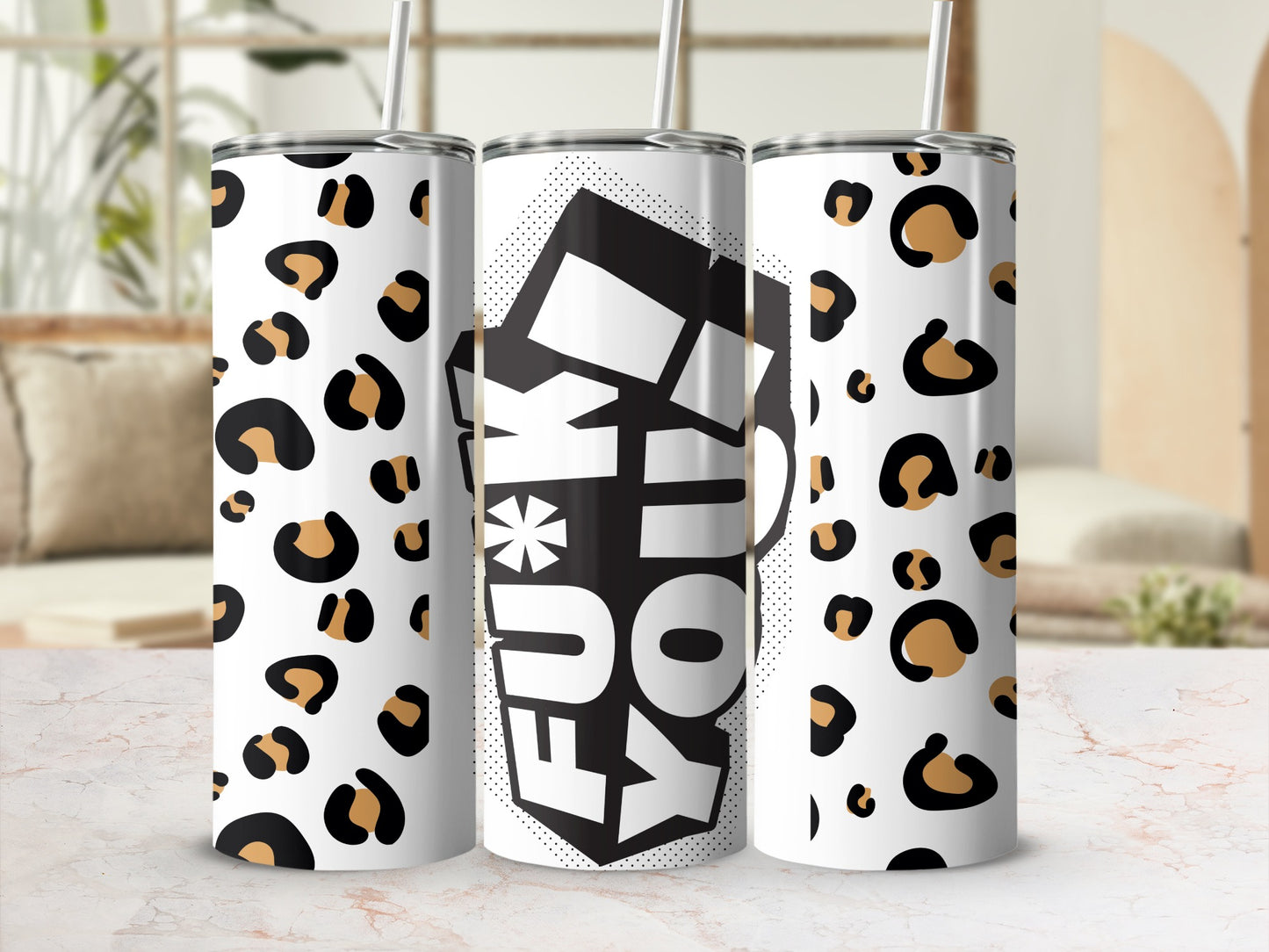 Leopard Print and Bold Typography Insulated Tumbler