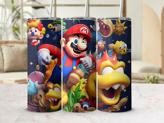 Colorful Mario Characters Tumbler Wrap Design Cup