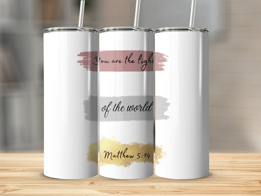 Inspirational Matthew 5:14 Quote Tumbler Product