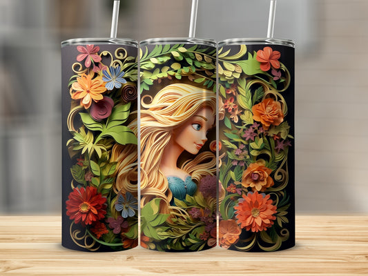 Vibrant Flower and Fairy Design Tumbler Drinkware