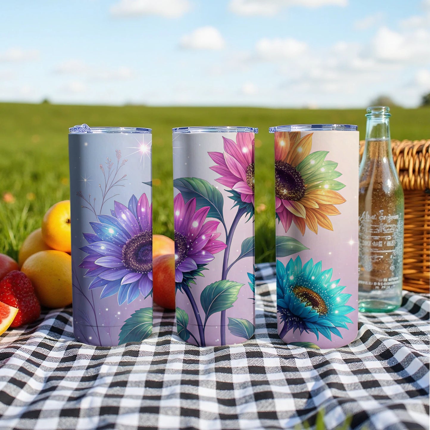 Floral Gradient Designed Vacuum Insulated Tumbler