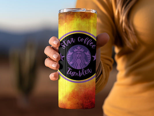 Star Coffee Tumbler with Colorful Abstract Design