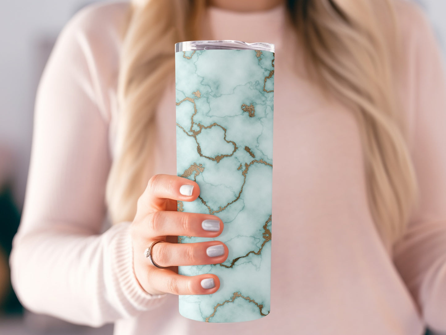 Turquoise And Gold Marbling Luxury Design Tumblers