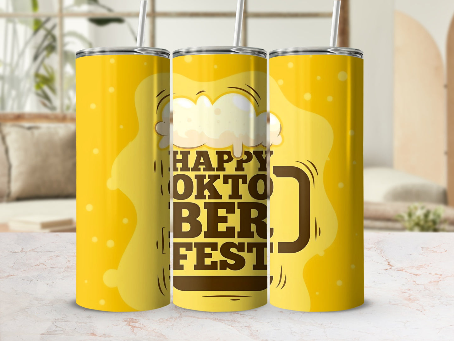 Happy Oktoberfest Beer Mug Design Travel Tumbler