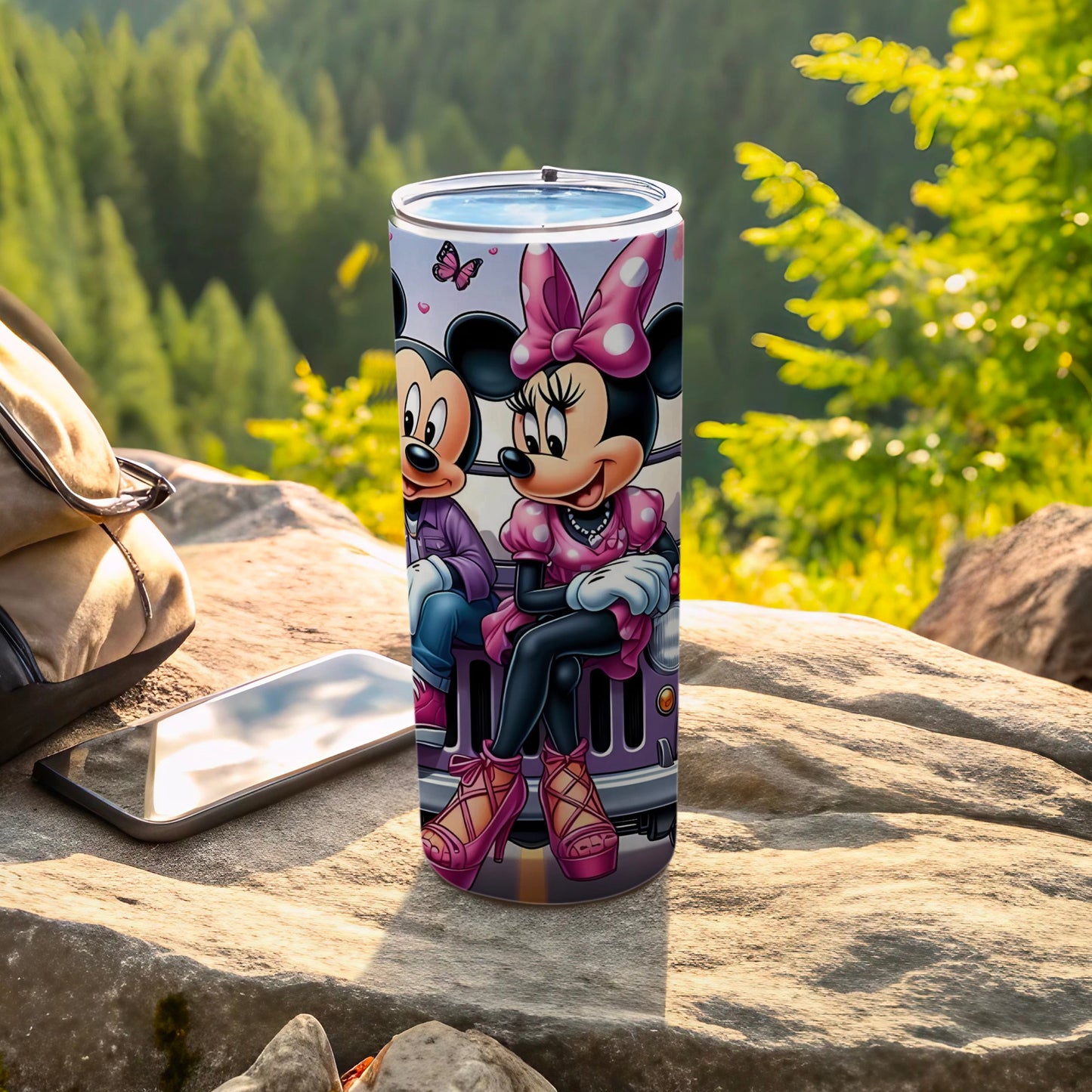 Cute Minnie and Mickey Mouse Design Travel Mug Cup