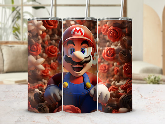 Colorful Cartoon Character with Roses Drinkware