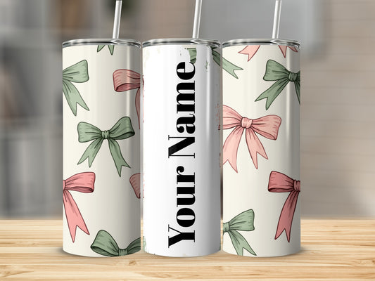 Personalized Bow Design Tumbler With Custom Name