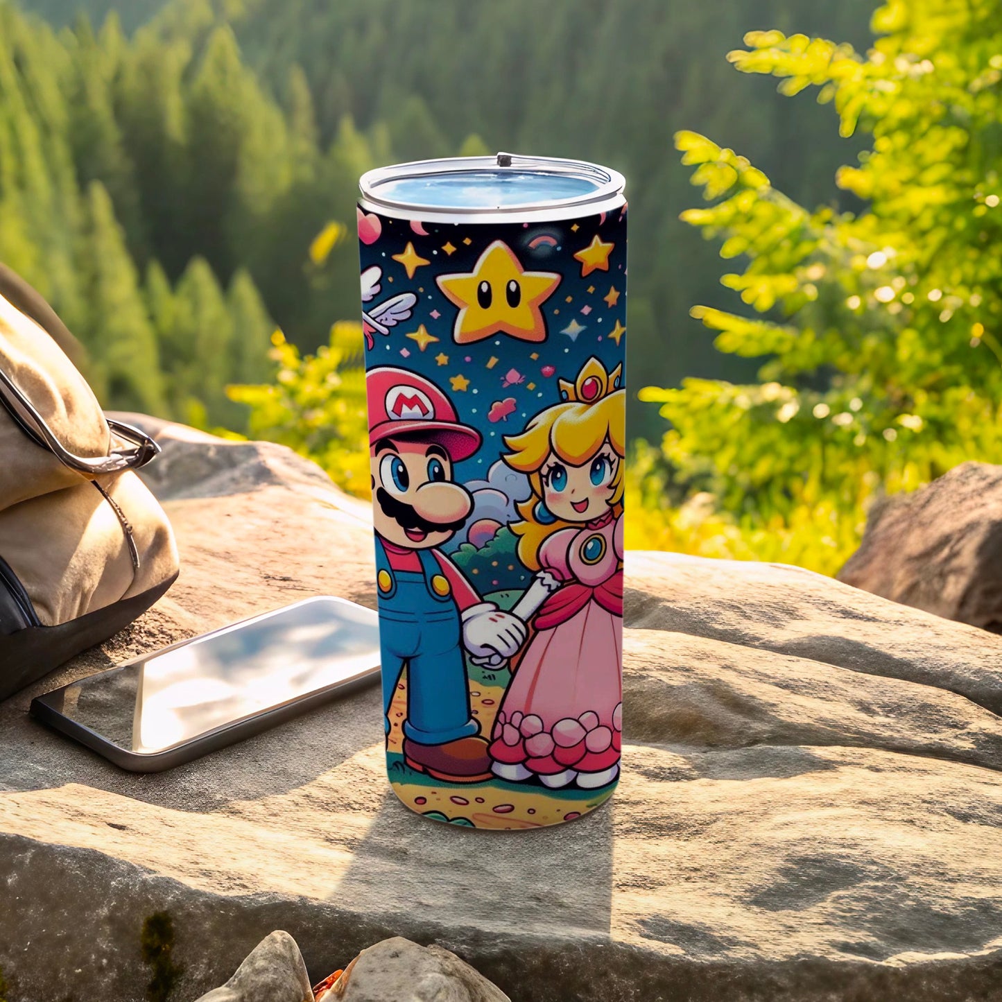 Colorful Mario and Peach Travel Tumbler Cup Product