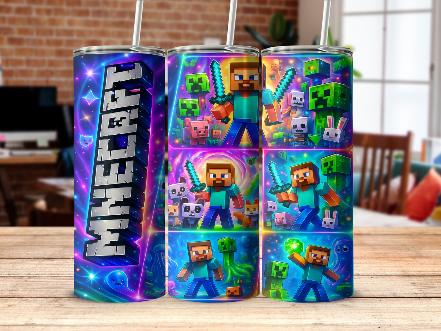 Colorful Minecraft Inspired Tumblers for Fans