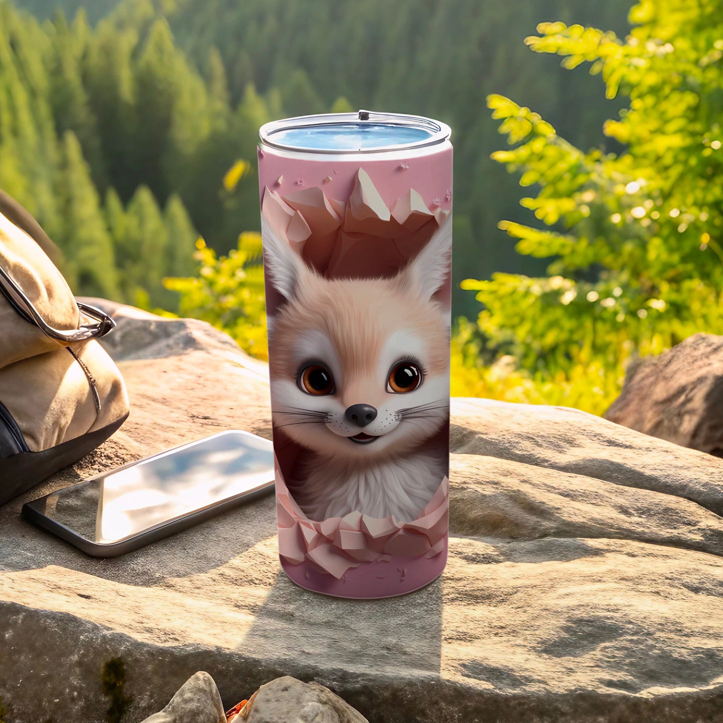 Cute Fox Design Insulated Tumbler for Outdoor Adventures
