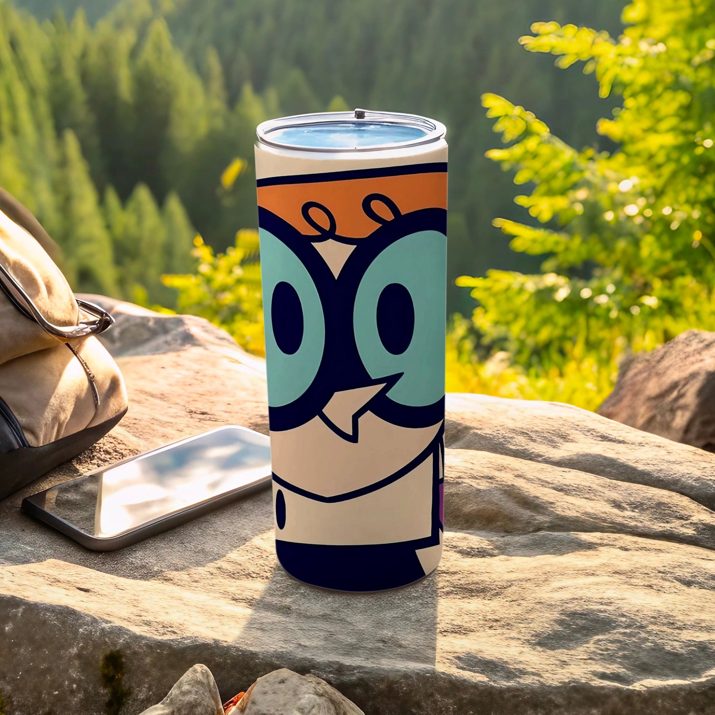 Cartoon Owl Design Tumbler Perfect for Outdoor Use