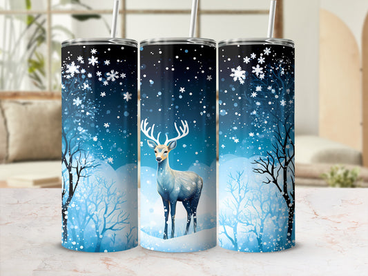 Winter Wonderland Reindeer Themed Tumbler Cup