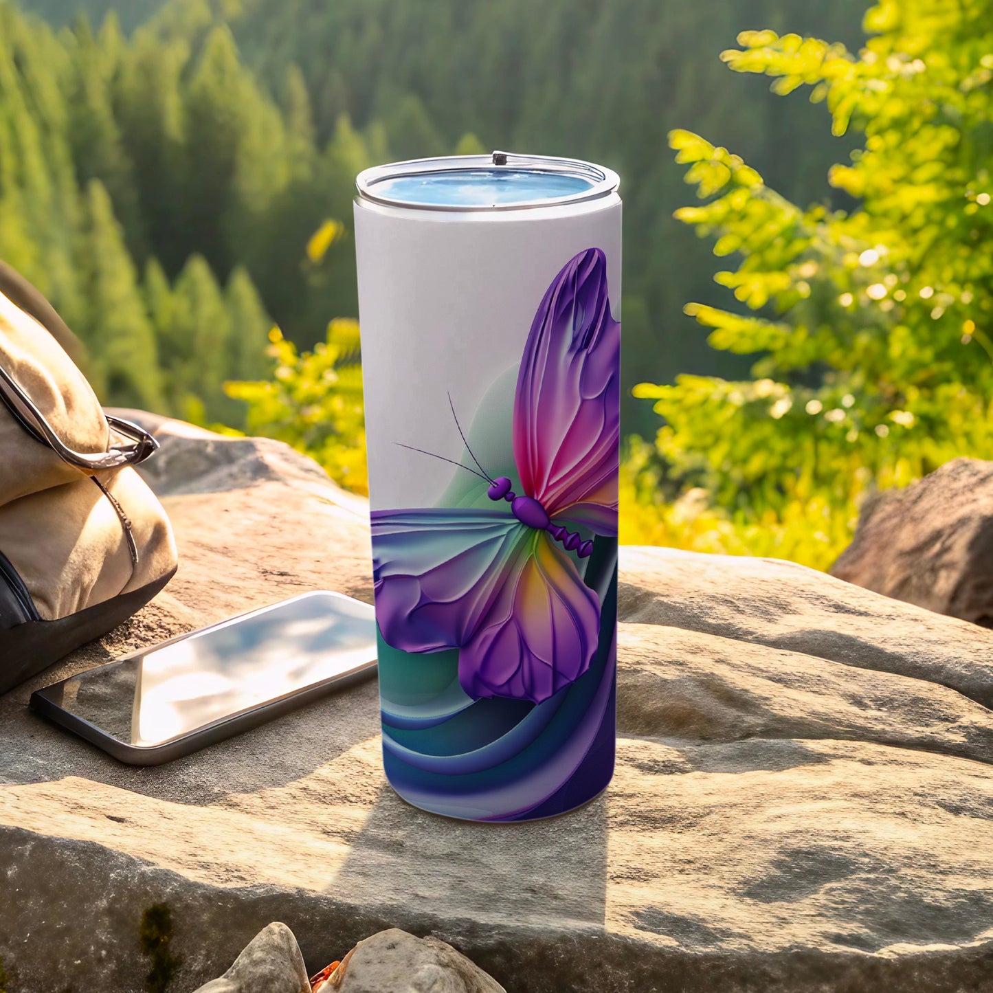 Beautiful Purple Butterfly Design Travel Mug Tumbler