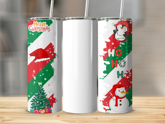 Festive Christmas Santa Snowman Penguin Holiday Tumbler