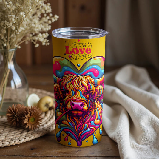 Vibrant Colorful Love Cow Tumbler for Fun Everyday Use