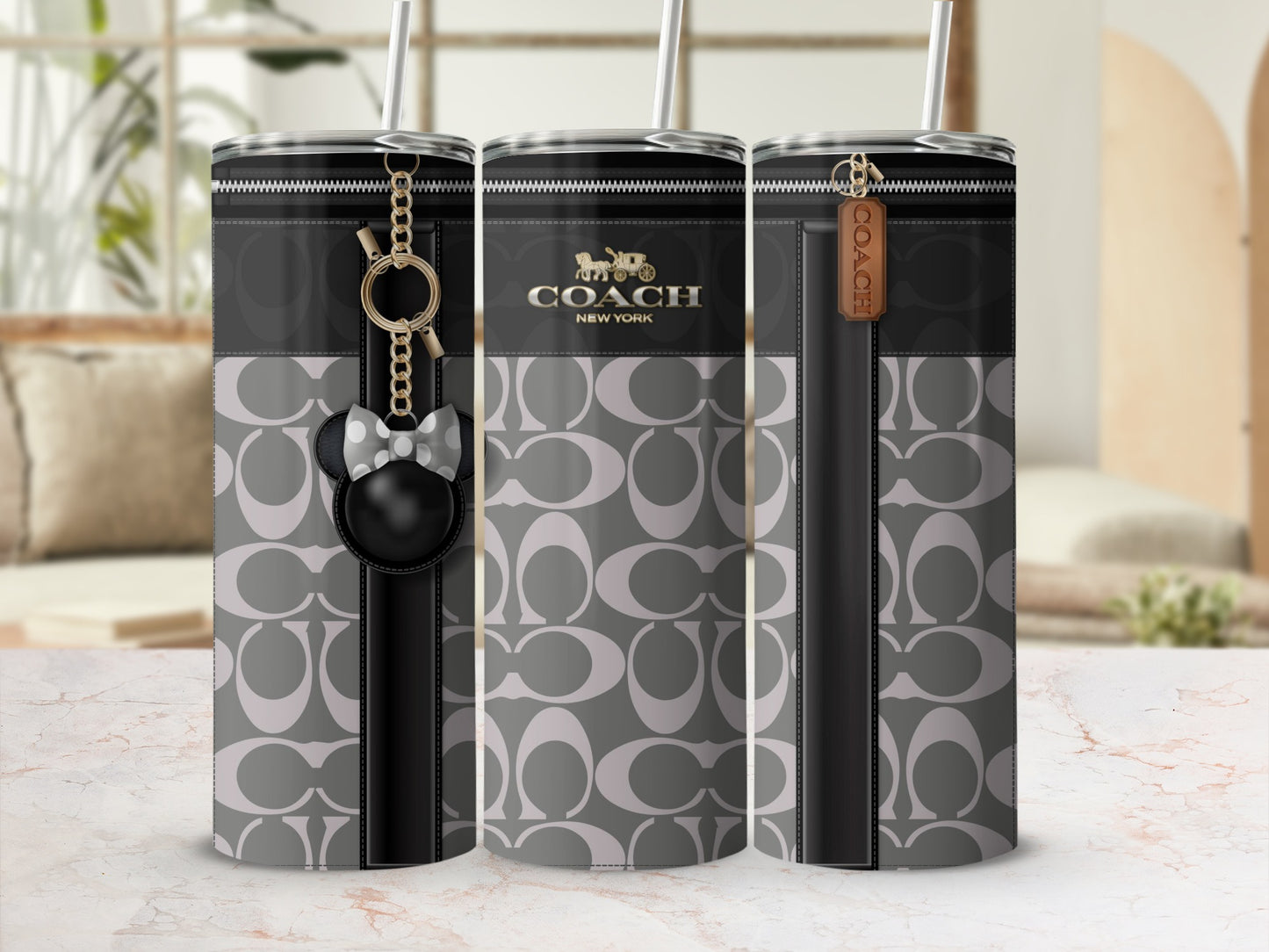 Stylish Coach New York Branded Tumbler with Keychain