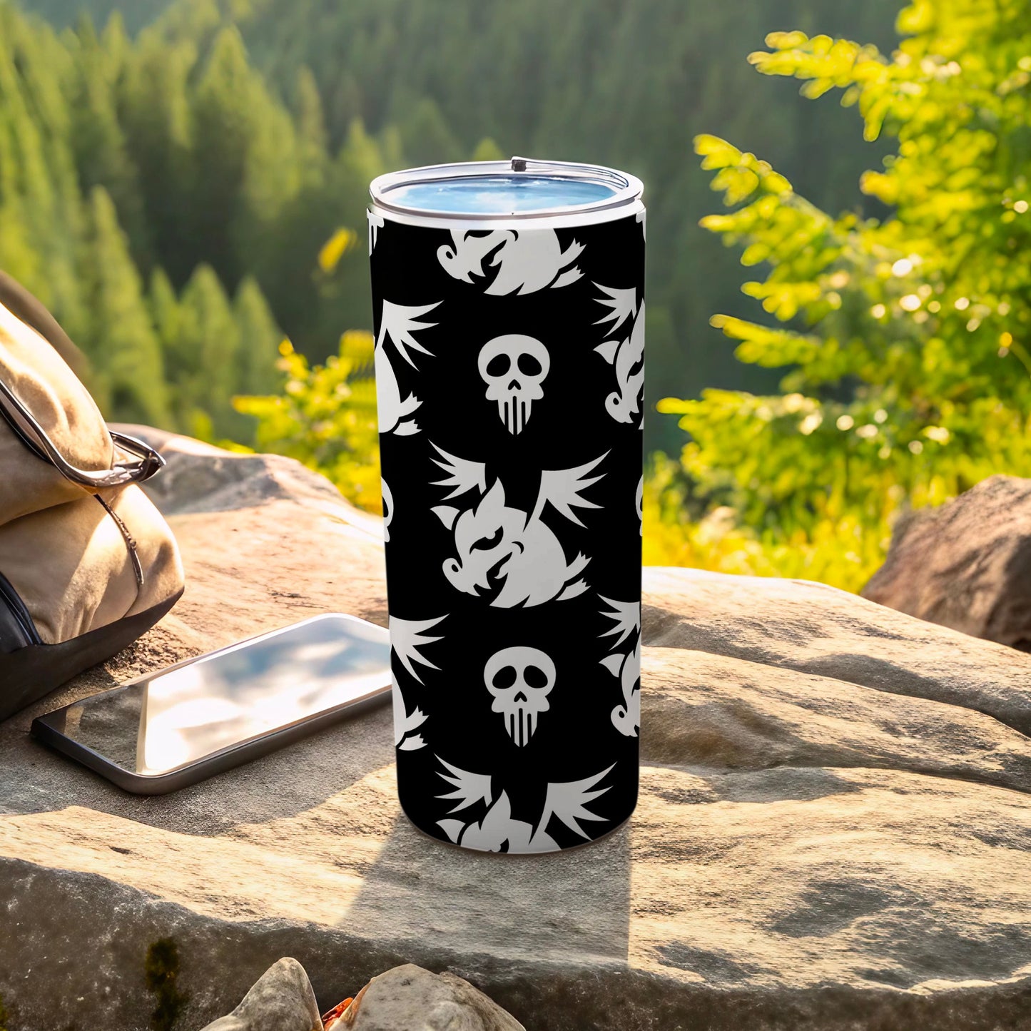 Black White Skull Dragon Pattern Tumbler product type