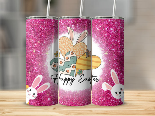 Pink Glitter Happy Easter Bunny Hearts product type