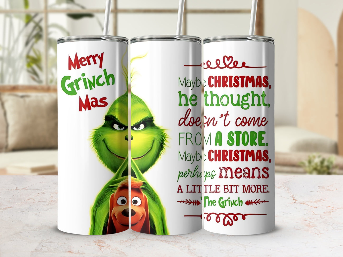 Merry Grinch Mas Christmas Tumbler with Quotes