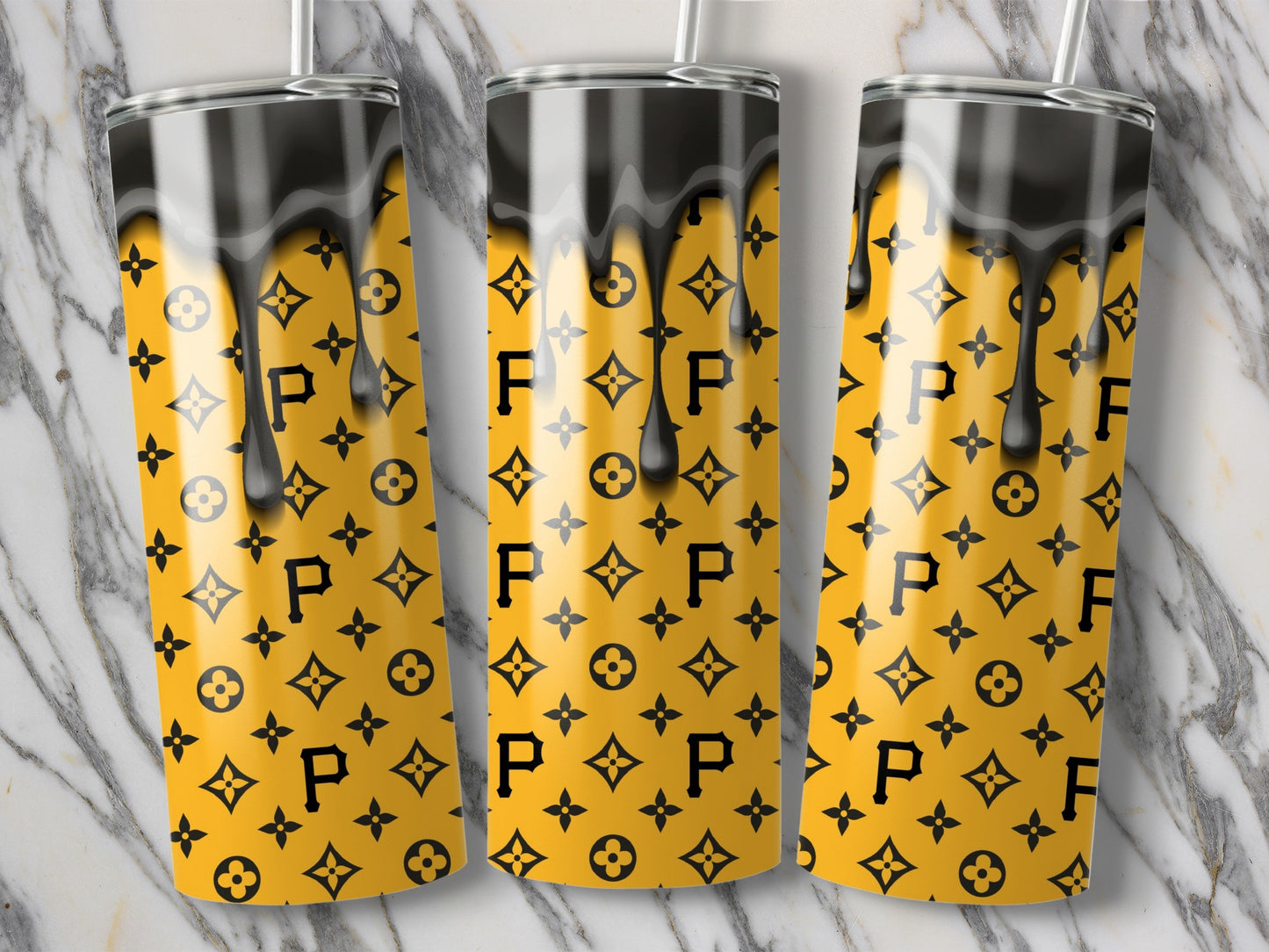 Pittsburgh Pirates Inspired Drip Design Tumblers