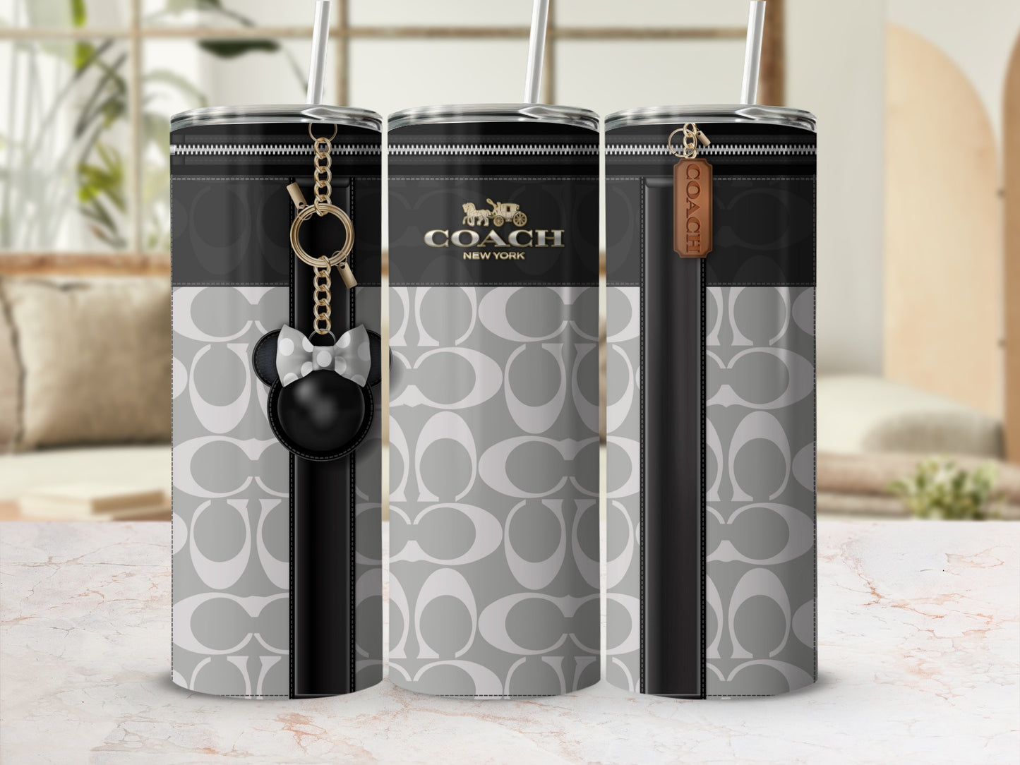 Stylish Coach New York Designer Pattern Tumblers