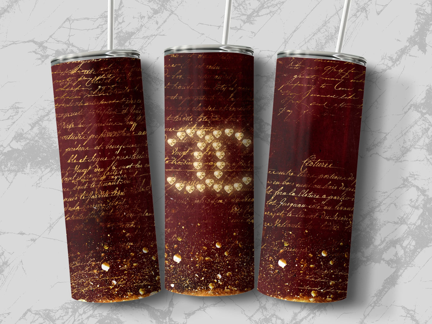 Elegant Vintage Script Design Insulated Travel Tumbler