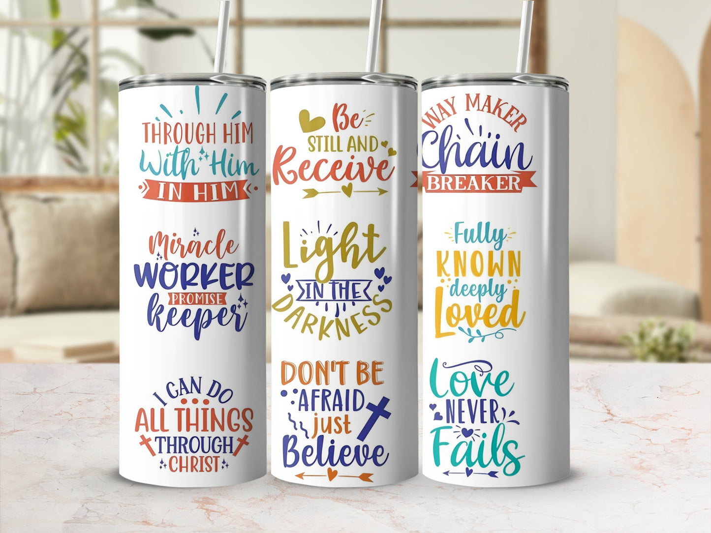Inspirational Faith-Based Tumblers with Motivational Quotes