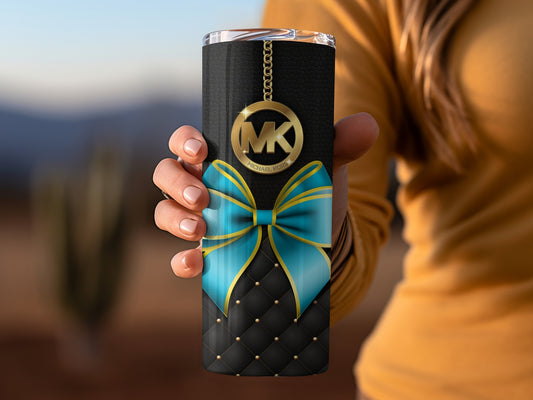 Stylish Black and Blue Tumbler with Gold Chain