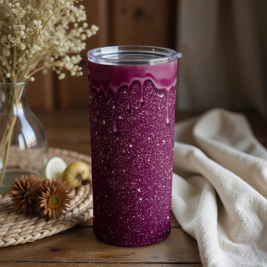 Purple Glitter Drip Tumbler with Secure Lid Drinkware