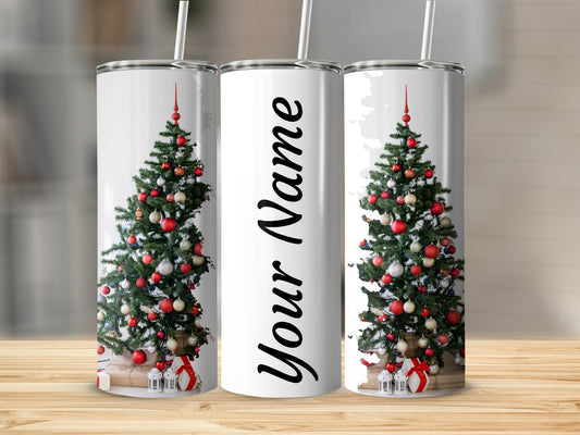 Personalized Christmas Tree Tumbler with Your Name