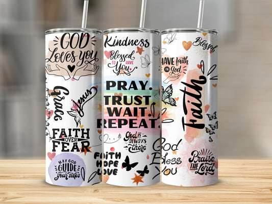 Inspirational Faith and Kindness Quotes Tumbler Set